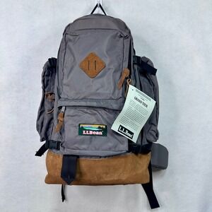 LL Bean Grand Tour Backpack Vintage Hiking Backpack Gray Suede Bottom F696WJ